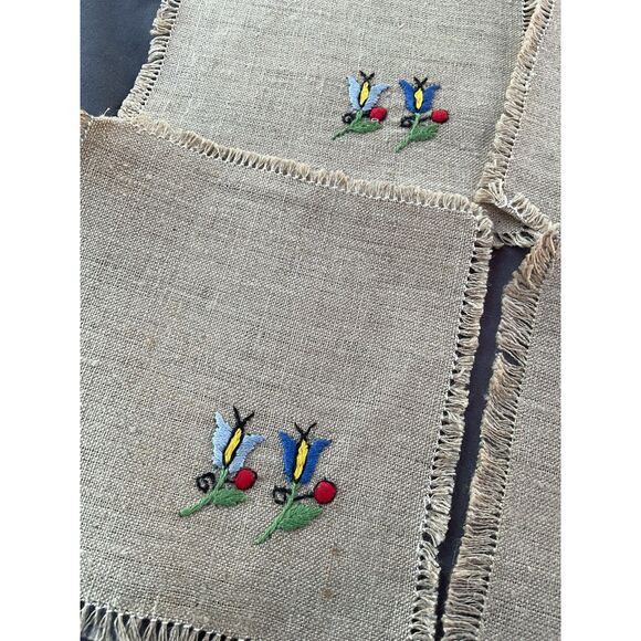 Linen Embroidered Cocktail Napkins Coasters - Picture 3 of 5